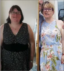  ?? A before-and-after picture of Elaine’s incredible weight loss. ??