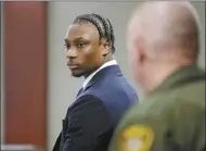  ?? AP photo ?? Former Las Vegas Raiders player Henry Ruggs appears in court Wednesday in Las Vegas. Ruggs pleaded guilty to driving his car drunk before causing a fiery crash that killed a woman.