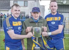  ??  ?? Easkey supporter Willie Maloney with Joe McHugh and Jonathon Conway.