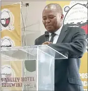  ?? ?? EPTC Managing Director Themba Khumalo speaking during the opening of the conference.