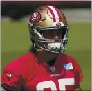  ?? JEFF CHIU — THE ASSOCIATED PRESS ?? 49ers star tight end George Kittle was back at practice at Levi’s Stadium on Wednesday after recovering from a hamstring injury.