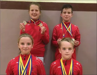  ??  ?? Skreen/Dromard’s Jane Bradley, Mark Bradley, Lily O’Grady and Matthew O’Grady who represente­d their area at the recent Community Games Jubilee Gala in Longford.