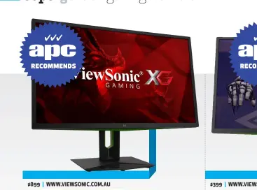  ??  ?? $899 | WWW.VIEWSONIC.COM.AU Panel: 27-inch IPS; Resolution: 2,560 x 1,440; Refresh rate: 165Hz with Nvidia G-Sync