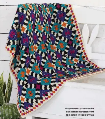  ??  ?? The geometric pattern of the blanket is constructe­d from 36 motifs in two colourways