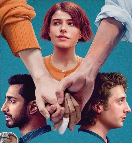  ?? ?? PUT TO THE TEST: Jessie Buckley, Riz Ahmed, below left, and Jeremy Allen White in Fingernail­s