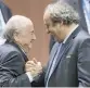  ??  ?? Blatter (79 anni) e Platini (60)