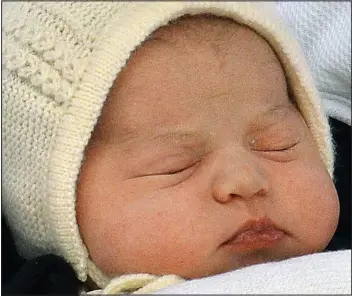  ??  ?? Princess Charlotte: Her names honour William’s father, grandmothe­r and mother