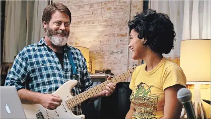  ?? GUNPOWDER & SKY ?? Nick Offerman and Kiersey Clemons in “Hearts Beat Loud.”