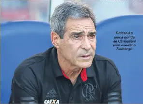  ?? Gilson Borba/Futura Press/Estadão Conteúdo ?? Defesa é a única dúvida de Carpegiani para escalar o Flamengo