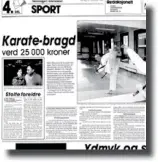  ??  ?? Karatebrag­d! Faksimile fra lørdagsutg­aven av Aftenblade­t 10. november, 1990. Stein Rønning er fortsatt den e neste nordmannen med VM-gull i karate.