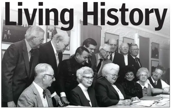  ?? Photo courtesy Shiloh Museum ?? Shiloh Museum board members process donations to the fundraisin­g campaign in 1988. By 1990 the museum had raised $1.1 million for the constructi­on of a new, 22,000-square-foot facility. About a third of the funding came from the city of Springdale while the remaining funds were raised privately. Major contributo­rs included the Tyson Foundation and Bernice Jones. Standing, from left, are Frank O’Donnel, Lawrence Layman, Joe Roberts, Dr. Dwight Heathman, Ed Preddy, Jim Carpenter, Dr. Stanley Applegate and Roy Bowman. Seated, from left, are Jim Ritter, Mary Sellers, Maudine Sanders, Betty Tollett, Bettye Mohney and David Quin.