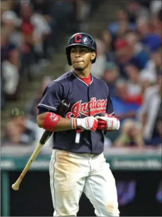  ?? TIM PHILLIS — THE NEWS-HERALD ?? Francisco Lindor walks back to the dugout during the Indians’ 2-1 loss to the Yankees on Aug. 5 at Progressiv­e Field.