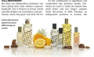 ??  ?? Scents with seasonal appeal courtesy of 4160 Tuesdays of London