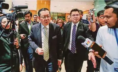  ?? PIC BY LUQMAN HAKIM ZUBIR ?? Finance Minister
Lim Guan Eng speaking to reporters after the 2020 Budget Consultati­on meeting in Putrajaya yesterday.