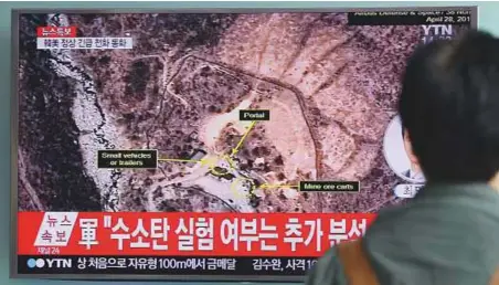  ?? AP ?? A man watches a news programme on television reporting North Korea’s nuclear test at Seoul Railway Station in Seoul, South Korea, on September 9. Pyongyang has so far conducted six nuclear tests, the first of which was in 2006.