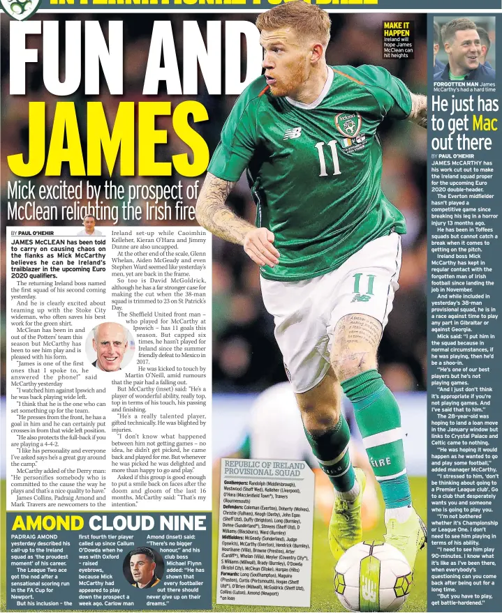  ??  ?? MAKE IT HAPPEN Ireland will hope James Mcclean can hit heights