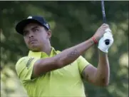  ?? JEFF ROBERSON — THE ASSOCIATED PRESS ?? Rickie Fowler watches his tee shot on the 11th hole during the first round of the PGA Championsh­ip golf tournament at Bellerive Country Club, Thursday in St. Louis.