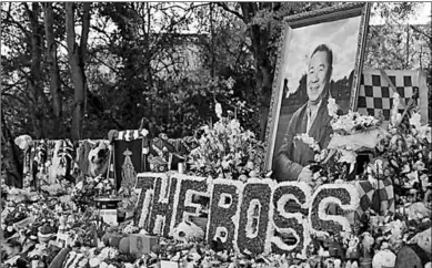  ??  ?? General view of tributes left outside Leicester City’s King Power stadium, after the club’s owner Thai businessma­n Vichai Srivaddhan­aprabha and four other people died when the helicopter they were travelling in crashed. (Photo: One America News Network)