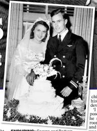  ??  ?? ENDURING: George and Barbara Bush are married in 1945 and, top, still blissfully happy together in 1966