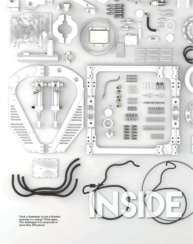  ??  ?? Think a Seakeeper is just a flywheel spinning in a casing? Think again. This Seakeeper 9 is comprised of more than 300 pieces.