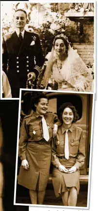  ??  ?? TEMPESTUOU­S LIFE: Anita Leslie, top, with Bill King on their 1949 wedding day and, above, with a fellow ambulance driver in France during the war