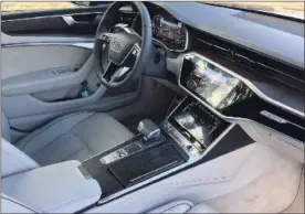  ??  ?? The interior has been completely reworked and has a futuristic feel to it.The cabin is minimalist­ic, clean and finished with top quality Napa leather, brushed–metal and piano black trim inserts.