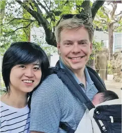  ??  ?? With a travel visa issue dealt with, Ryan Hoag and his wife Wiyani Prayetno will be able to bring their newlyadopt­ed daughter back to Coquitlam from Japan.