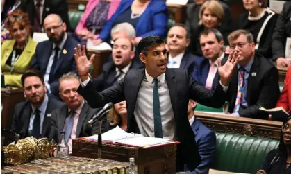  ?? Photograph: UK Parliament/Jessica Taylor/PA ?? ‘Not only did Mr Sunak have his guard up, he’d brought his own parries.’ The prime minister, Rishi Sunak, during prime minister’s questions.