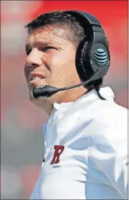  ?? [JULIO CORTEZ/THE ASSOCIATED PRESS] ?? Rutgers head coach Chris Ash looks on during the first half of a game against Indiana on Sept. 29 in Piscataway, N.J. Ash is 7-25 in three seasons with the Scarlet Knights.