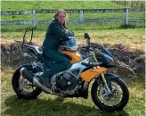  ??  ?? Angela Griffin is heartbroke­n at the brazen theft of her yellow Aprilia V4 motorbike.