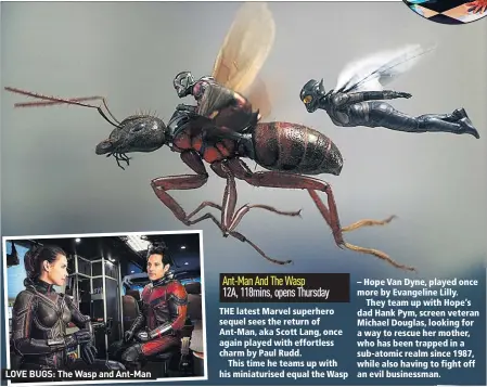  ??  ?? LOVE BUGS: The Wasp and Ant-man