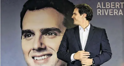  ?? BILD: SN/AFP ?? Der 36-jährige Albert Rivera führt die liberale Gruppierun­g Ciudadanos.