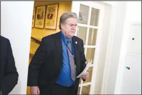  ?? AL DRAGO / THE NEW YORK TIMES ?? Steve Bannon, then President Donald Trump’s chief strategist, is shown at the White House on June 1. Now that Bannon has been pushed out of the West Wing, the question is whether his agenda on trade, climate, China and Afghanista­n will be erased along...