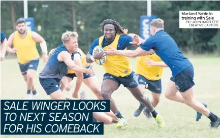  ??  ?? Marland Yarde in training with Sale