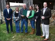  ?? ?? Chester County Commission­ers recognize Cochran family’s Tricentenn­ial farm designatio­n. Pictured left to right: Chester County Commission­ers’ Chair Josh Maxwell, Emma Cochran, Robert and Adrienne Cochran, Abbey Cochran, and Commission­er Eric Roe.