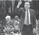  ?? GEOFF BURKE/USA TODAY SPORTS ?? Duke coach Mike Krzyzewski reacts during a game last season against Virginia. The task of building schedules has become more difficult as the season’s start date nears.