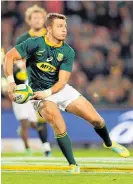  ??  ?? Handre´ Pollard is the Springbok pivot best equipped to handle the All Blacks’ loose-forward charges down the inside channel.