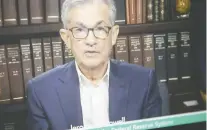  ?? DANIEL ACKER/BLOOMBERG ?? Fed chairman Jerome Powell speaks during the central bank’s virtual annual policy symposium on Thursday.