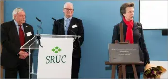  ?? Ref:RH26032413­2 ?? HRH The Princess Royal officially opens the SRUC Rural and Veterinary Innovation Centre near Inverness as Wayne Powell and George Gunn look on