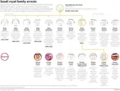  ?? (Reuters) ?? A SAUDI family tree highlights those detained in a crackdown by Crown Prince Mohammed bin Salman.