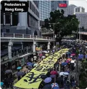  ??  ?? Protesters in Hong Kong.