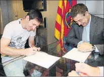  ?? FOTO: FCB ?? Mayo de 2014 La primera que firmó con Josep M. Bartomeu