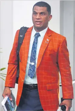  ?? Picture: ELIKI NUKUTABU ?? Government MP Aseri Radrodro spotting a colourful orange blazer at Parliament on Tuesday.