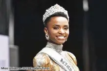  ??  ?? Miss Universe 2019 Zozibini Tunzi