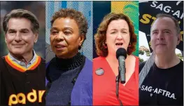  ?? PHOTOS VIA ASSOCIATED PRESS AND GETTY IMAGES ?? Left to right: Former baseball player Steve Garvey, Rep. Katie Porter, Rep. Barbara Lee and Rep. Adam Schiff.