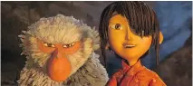  ?? LAIKA STUDIOS/FOCUS FEATURES ?? Kubo and the Two Strings is a beautiful entry into the Golden Globes’ competitio­n for best animated film, but it’s stop-motion animation, which likely puts it behind Disney Animation’s Moana and Zootopia, and Illuminati­on Entertainm­ent’s Sing.