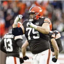  ?? RON SCHWANE / AP ?? “You remember the 0-16, 1-15, 3-13 years where there was no hope at the time,” says Cleveland Browns guard Joel Bitonio about how special it was to clinch a spot in the AFC playoffs — with a chance remaining to win the AFC North.