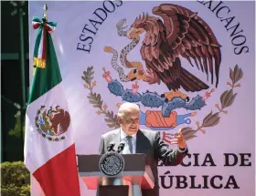  ?? ?? EL PRESIDENTE Andrés Manuel López Obrador, ayer durante la conmemorac­ión.