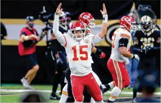  ?? AP ?? Kansas City Chiefs quarterbac­k Patrick Mahomes and his arsenal of receiving options have been a problem for NFL defenses all season long. Mahomes leads all quarterbac­ks in passing yards with 4,462.