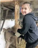  ??  ?? Rosalie donne un coup de main à la ferme de Christian Joncas, à Saint-Roch-desAulnaie­s. Elle connaît son affaire puisqu’elle est la fille de Catherine Marier et MarcAndré Dionne, de la Ferme Lebel et Fils.